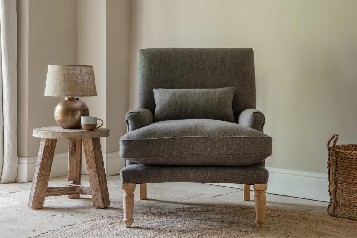 Nkuku Nalla Wool Armchair Charcoal