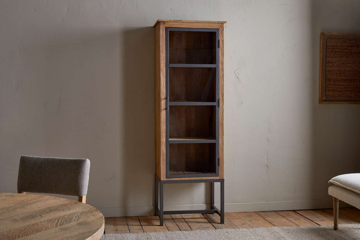 Nkuku Nirvi Mango Wood & Iron Tall Cabinet Black