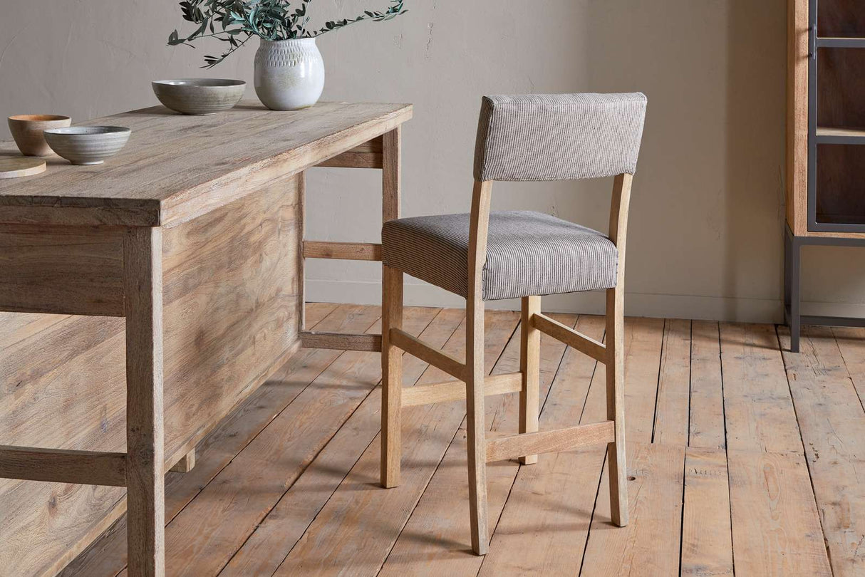 Nkuku Nadeeka Linen Upholstered Counter Chair Soft Grey