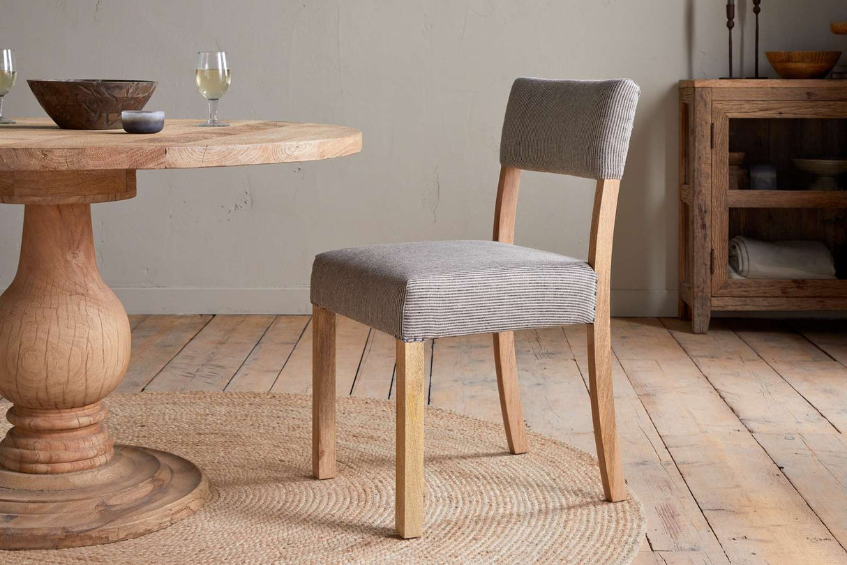 Nkuku Nadeeka Linen Upholstered Dining Chair Soft Grey