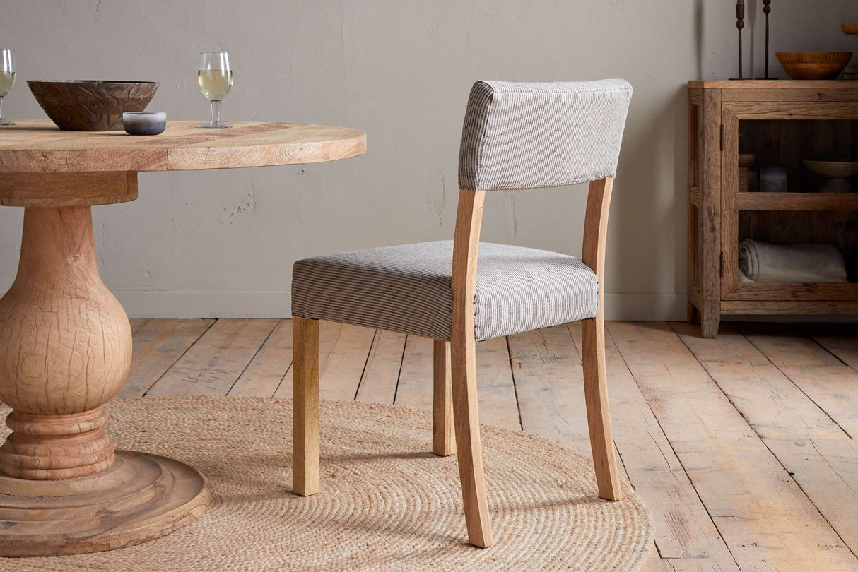 Nkuku Nadeeka Linen Upholstered Dining Chair Soft Grey