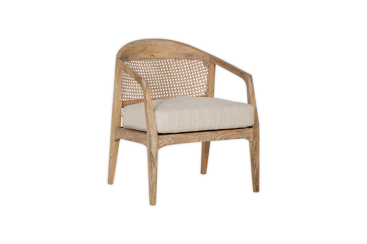 Nkuku Nabhi Mango Wood & Cane Occasional Chair Natural