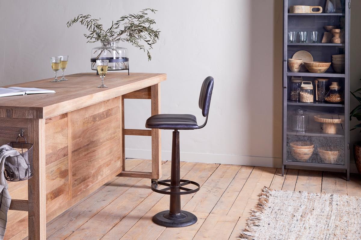 Nkuku Narwana Bar Chair Aged Black