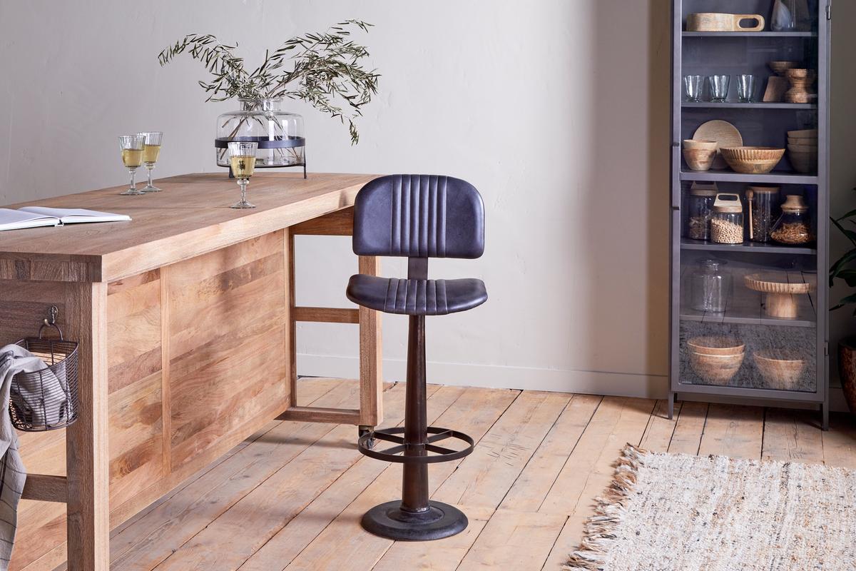 Nkuku Narwana Bar Chair Aged Black