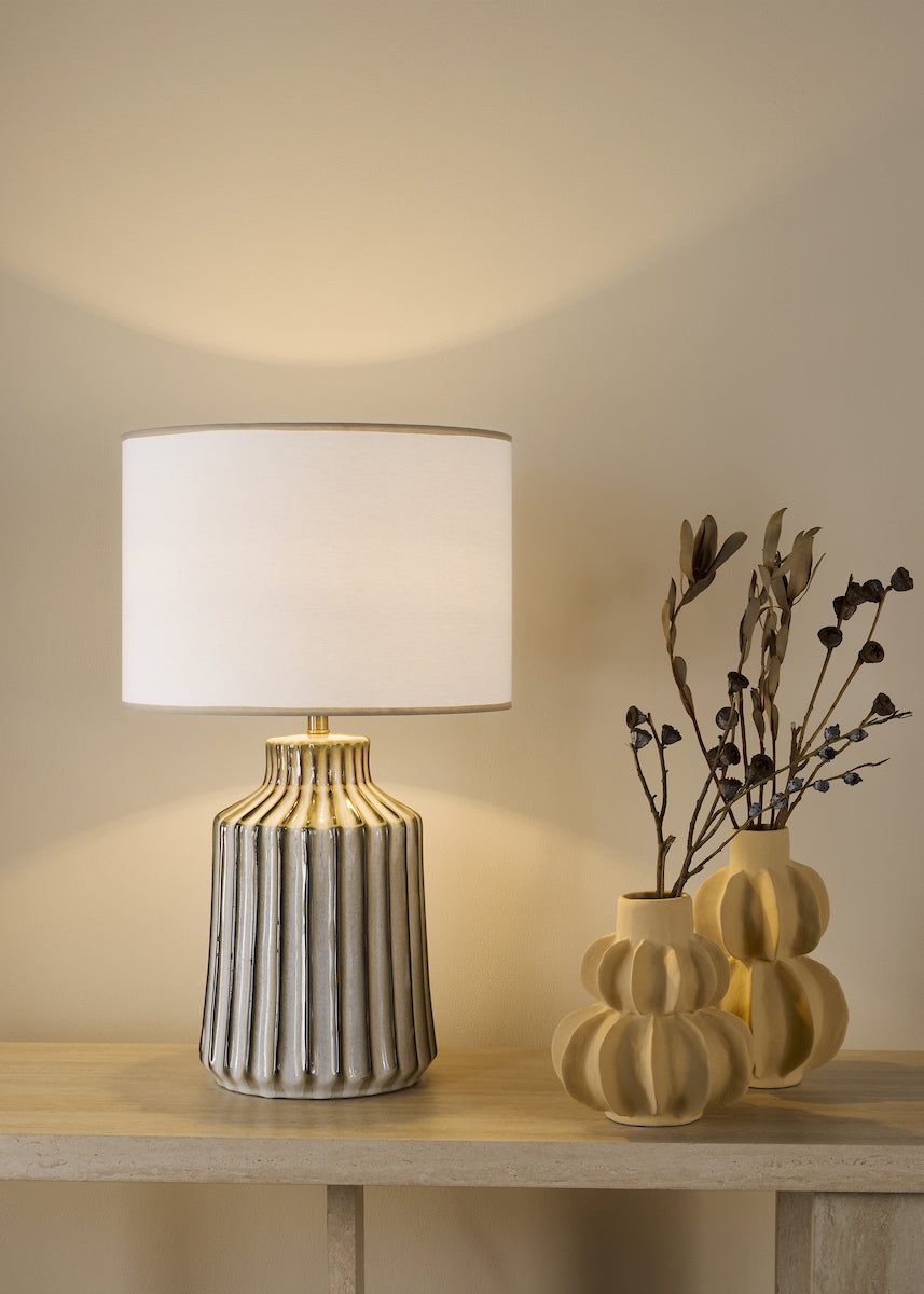 Dar Nedra Table Lamp Natural With Idella Shade