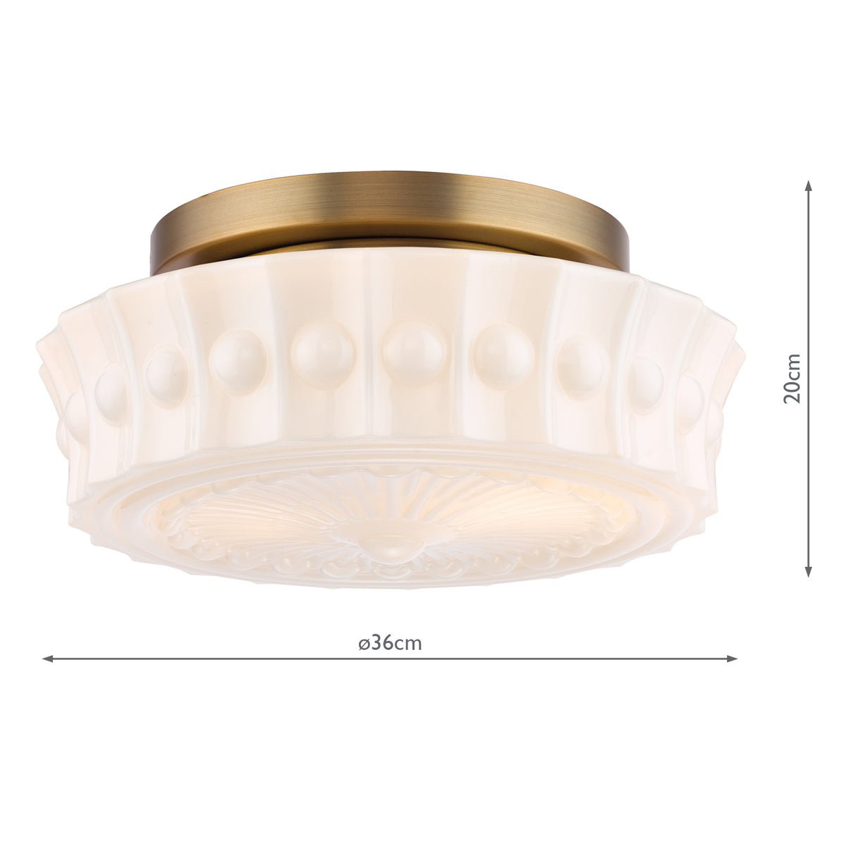 Dar Neema 2 Light Flush Opal Glass and Antique Bronze