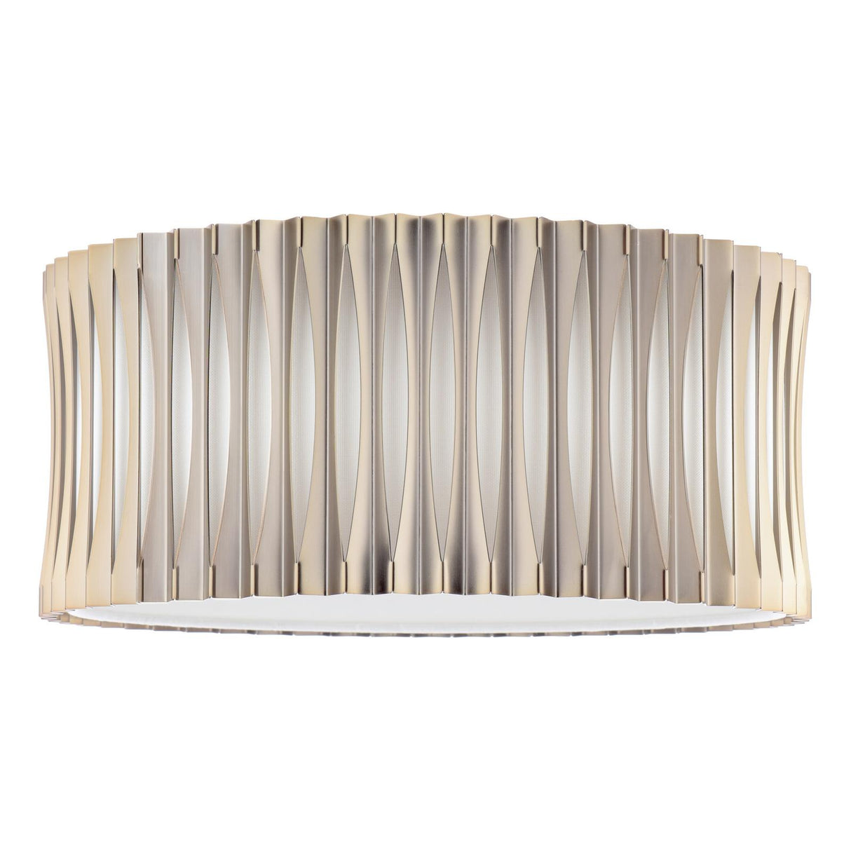Dar Netra 3 Light Flush Satin Bronze and Ivory