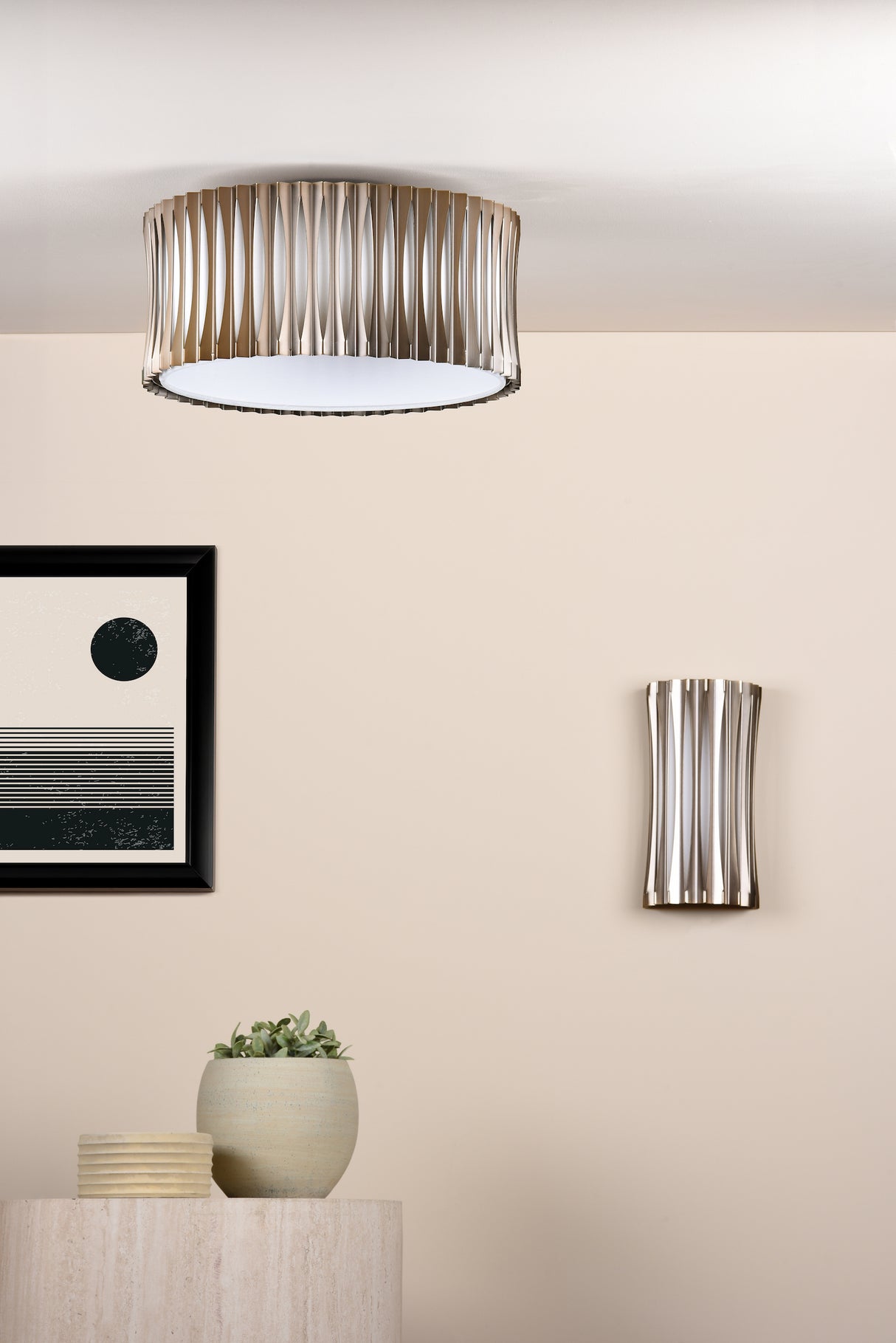 Dar Netra 2 Light Wall Light Satin Bronze and Ivory