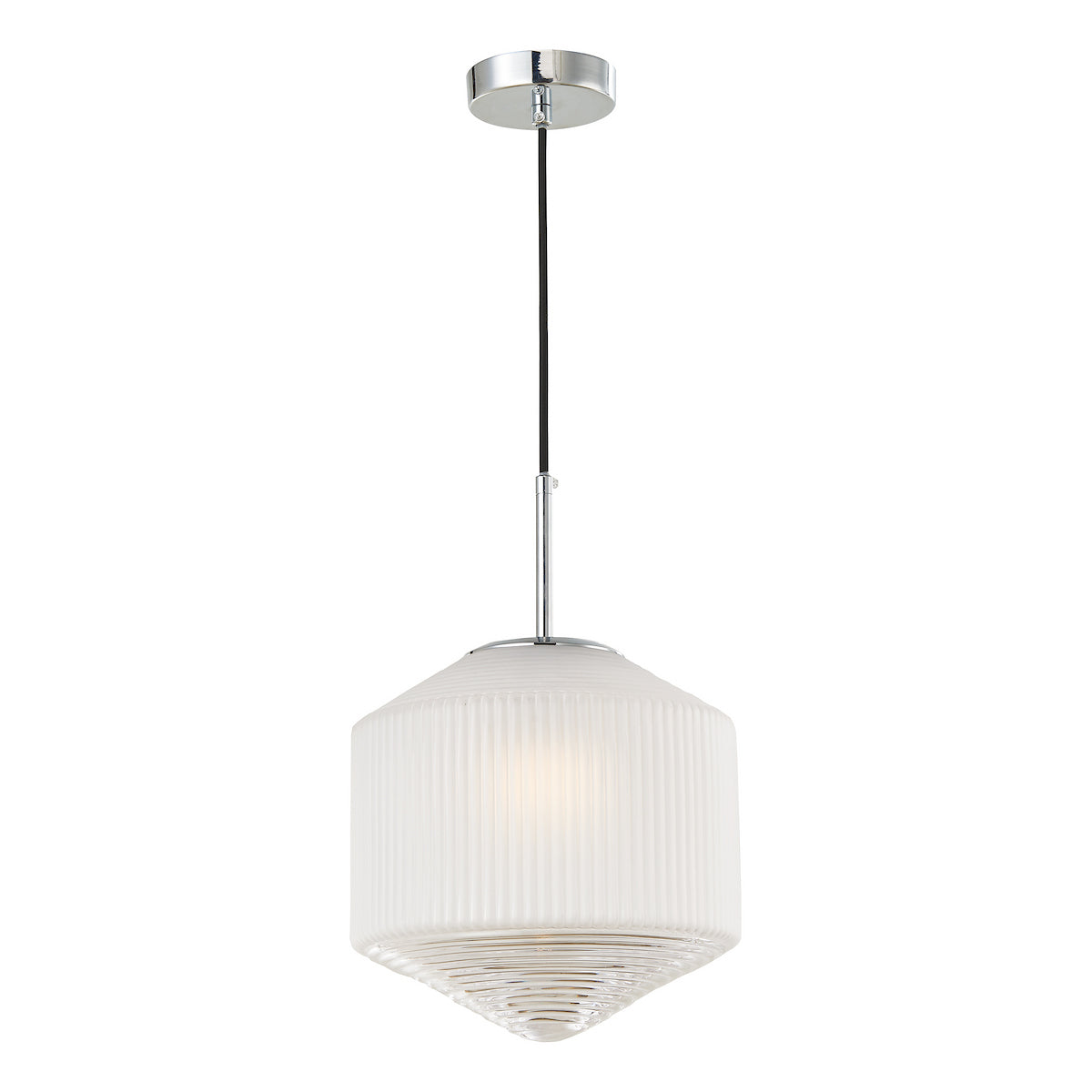 Dar Nisha Pendant Polished Chrome And Frosted/Clear Glass