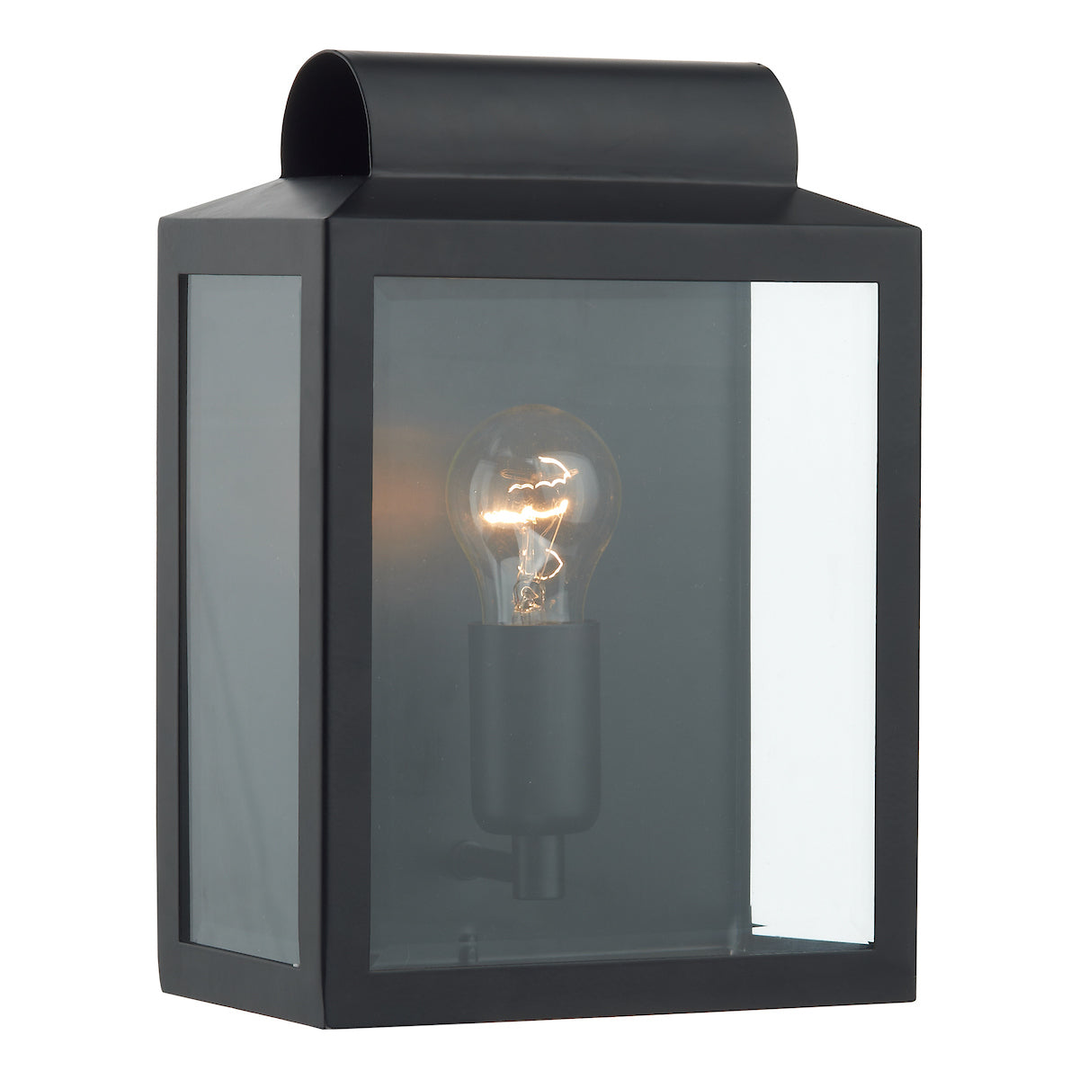 Dar Notary Outdoor Wall Light Black Glass IP44