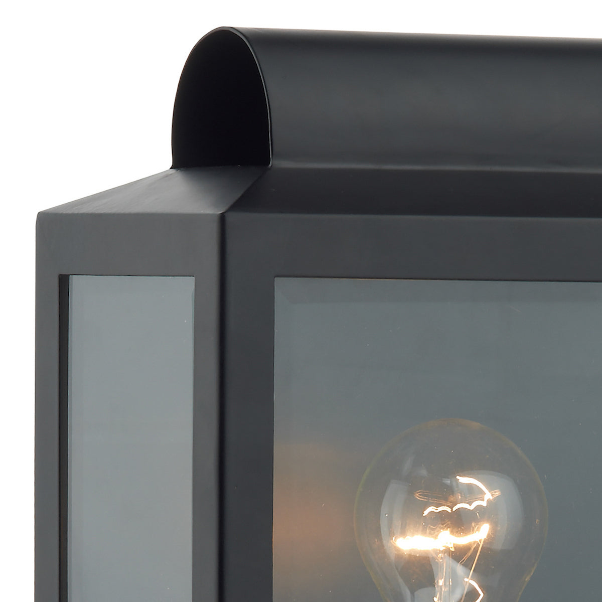 Dar Notary Outdoor Wall Light Black Glass IP44