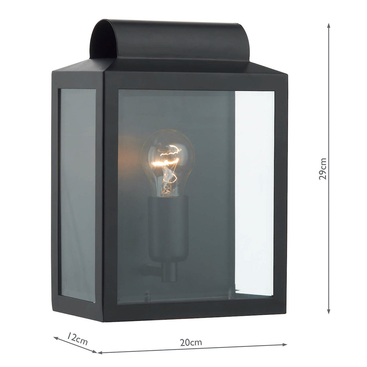 Dar Notary Outdoor Wall Light Black Glass IP44