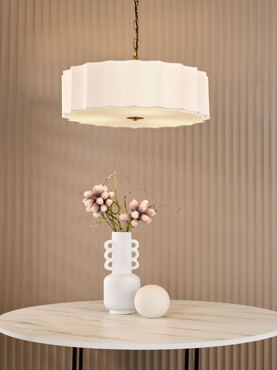 Dar Noura 3 Light Pendant Ivory and Antique Bronze