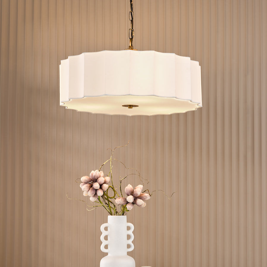 Dar Noura 3 Light Pendant Ivory and Antique Bronze