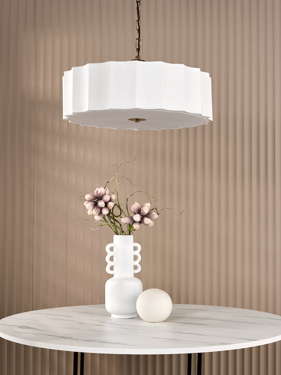 Dar Noura 3 Light Pendant Ivory and Antique Bronze