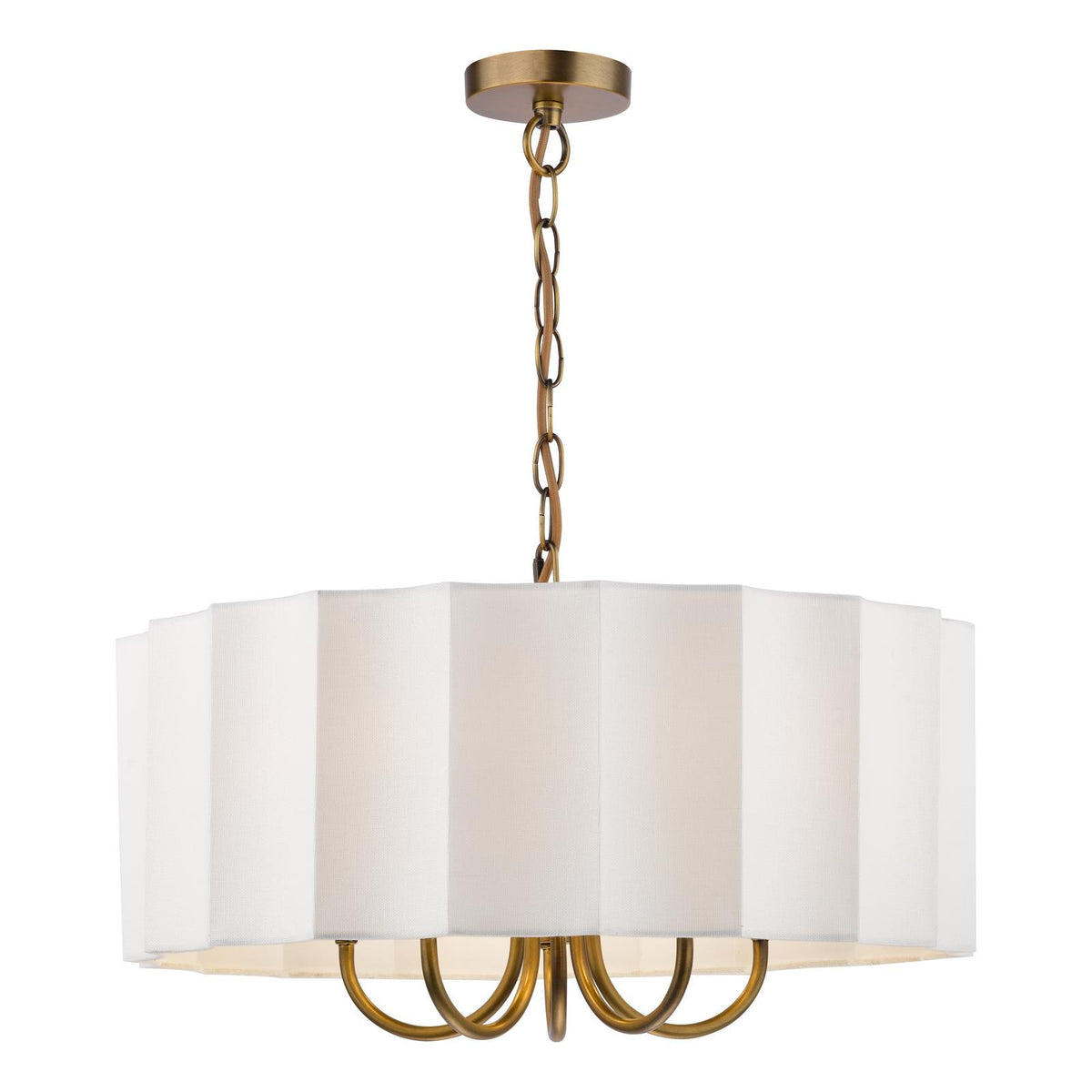 Dar Noura 5 Light Pendant Antique Bronze and Ivory Scallop Shade