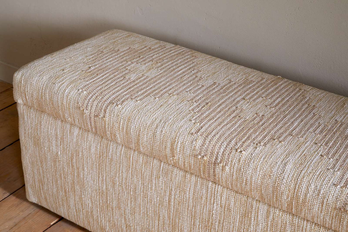 Nkuku Aranya Cotton & Jute Upholstered Storage Bench Natural