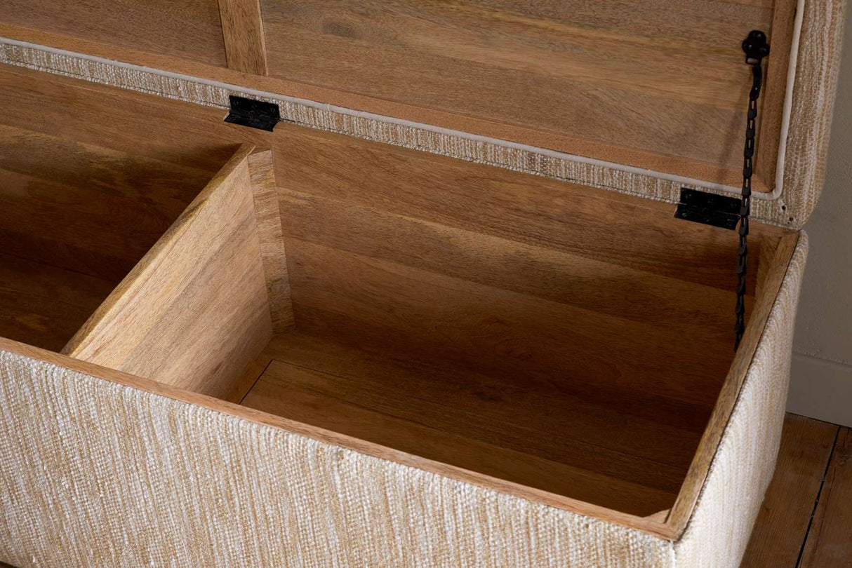 Nkuku Aranya Cotton & Jute Upholstered Storage Bench Natural