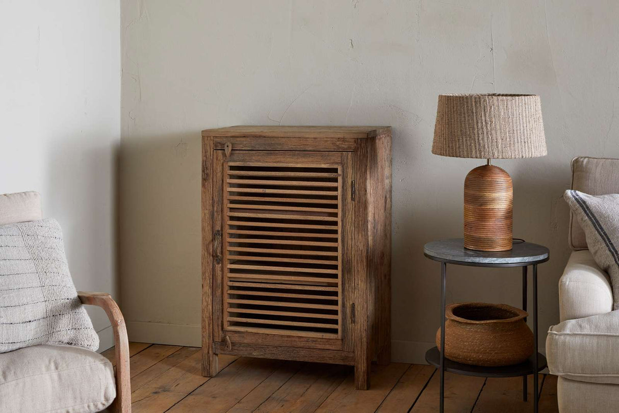 Nkuku Ibo Reclaimed Wood Slatted Low Cabinet Natural