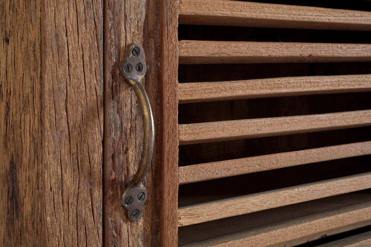 Nkuku Ibo Reclaimed Wood Slatted Low Cabinet Natural