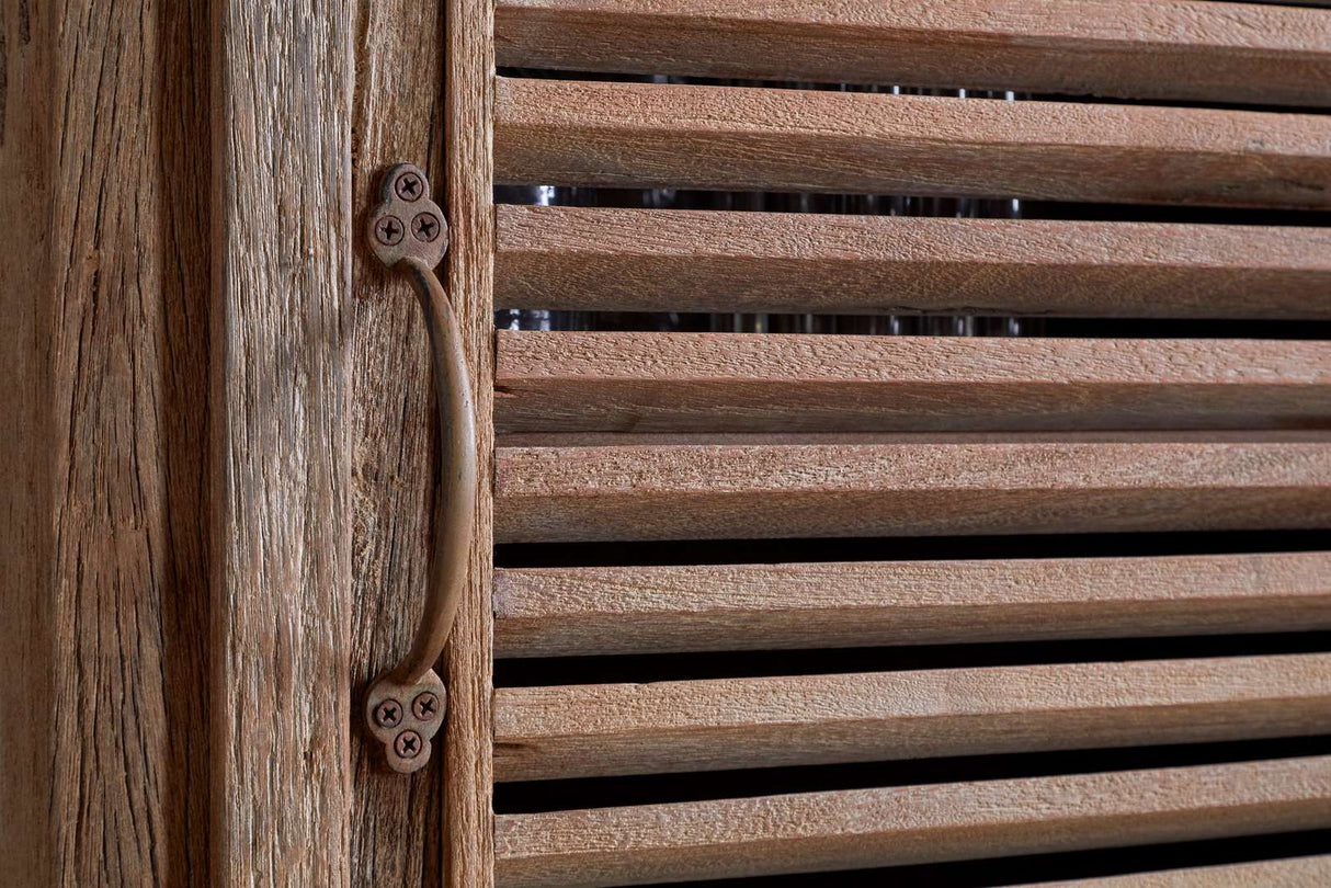 Nkuku Ibo Reclaimed Wood Slatted Tall Cabinet Natural Tall