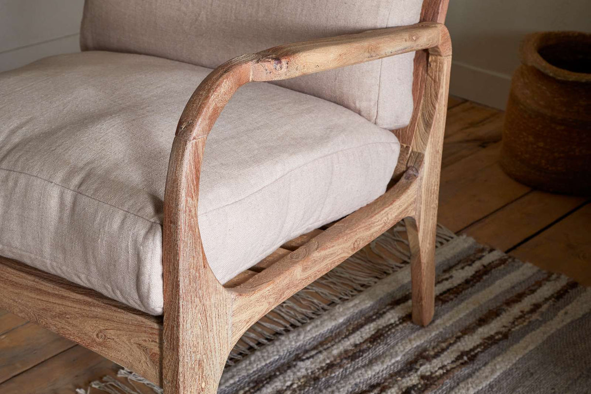 Nkuku Jaya Acacia Wood & Linen Occasional Chair Natural