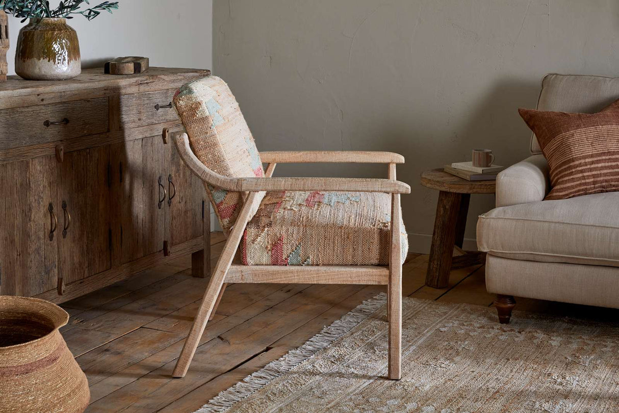 Nkuku Kavya Kilim Occasional Armchair Natural