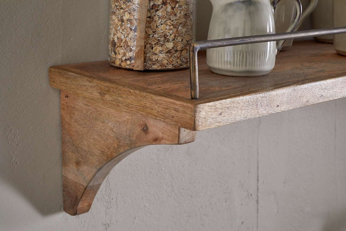 Nkuku Meera Mango Wood & Iron Gallery Shelf Natural Small