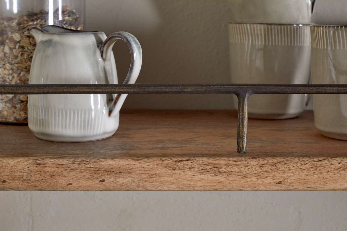 Nkuku Meera Mango Wood & Iron Gallery Shelf Natural Small