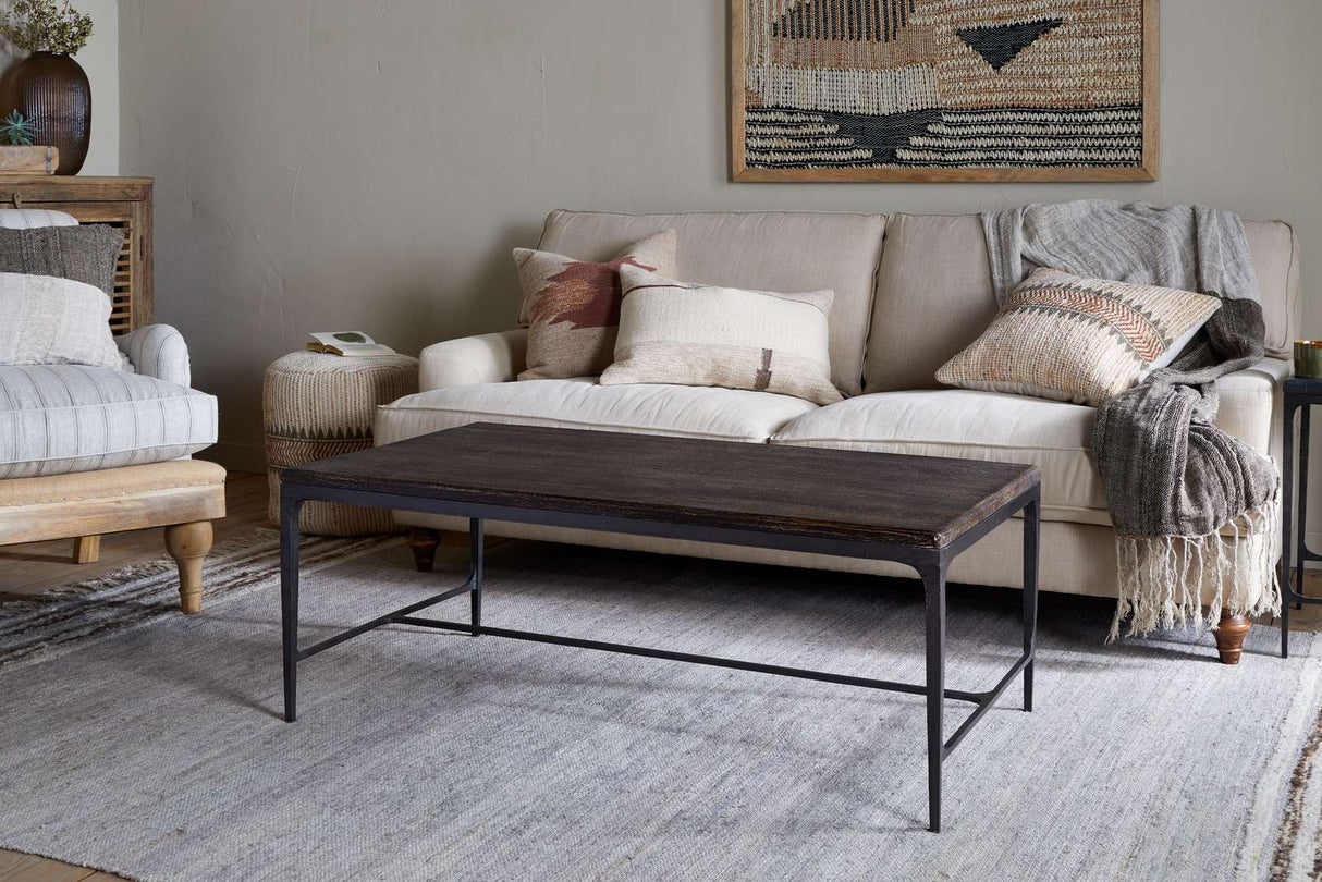 Nkuku Sita Reclaimed Wood & Iron Coffee Table Chocolate Brown