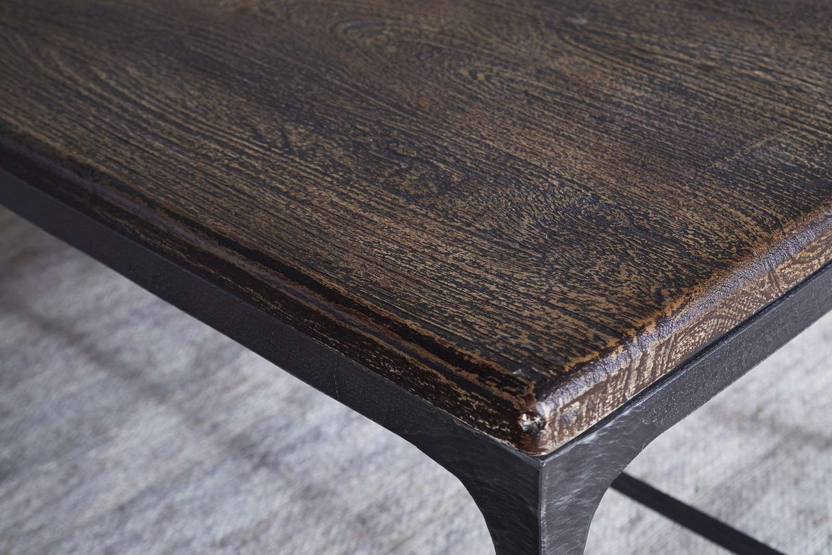 Nkuku Sita Reclaimed Wood & Iron Coffee Table Chocolate Brown