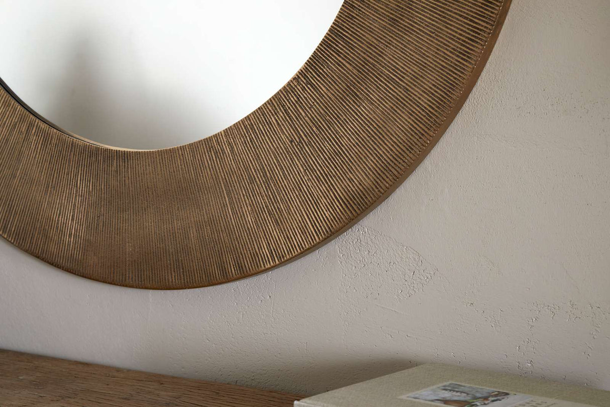 Nkuku Moto Round Mirror Antique Brass