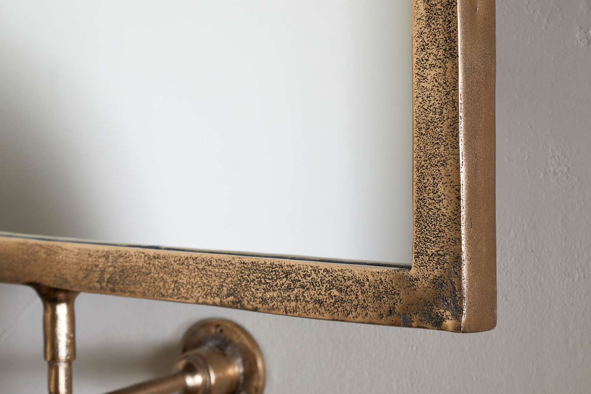 Nkuku Visala Square Swivel Wall Mirror Antique Brass