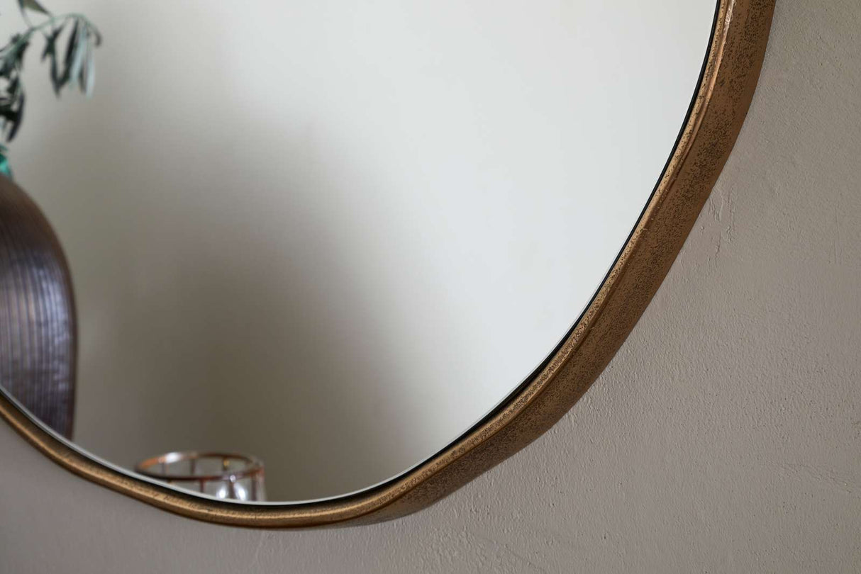 Nkuku Mchanga Organic Shape Mirror Antique Brass