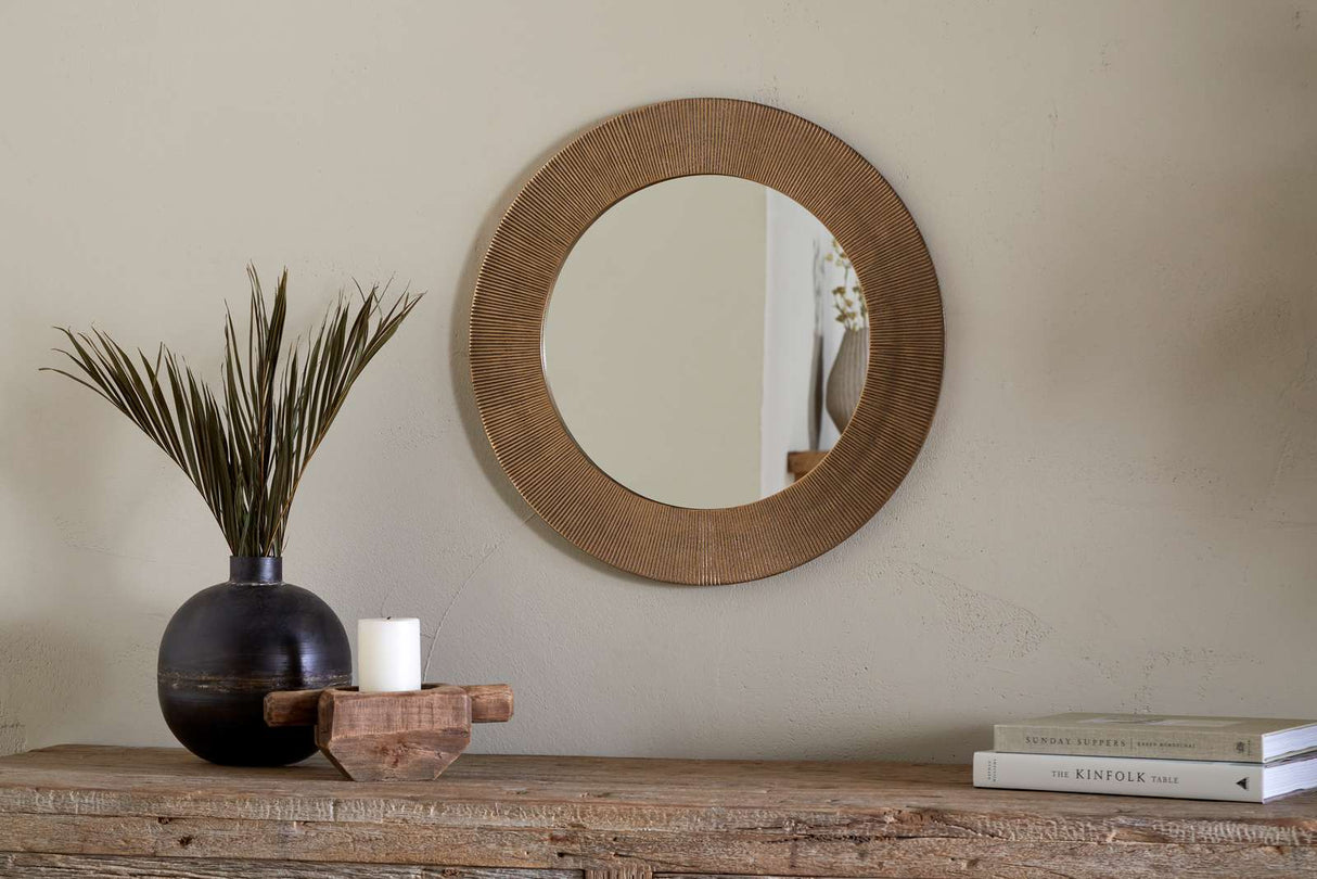 Nkuku Putali Etched Mirror Antique Brass
