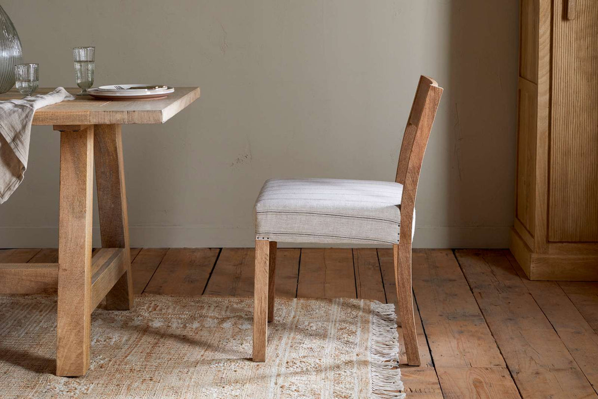 Nkuku Nidhi Linen Upholstered Dining Chair Natural