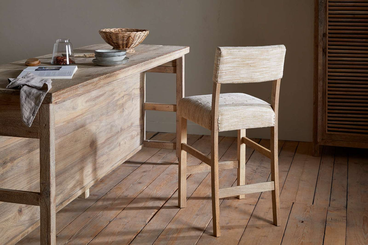 Nkuku Zoha Cotton & Jute Upholstered Counter Chair Natural