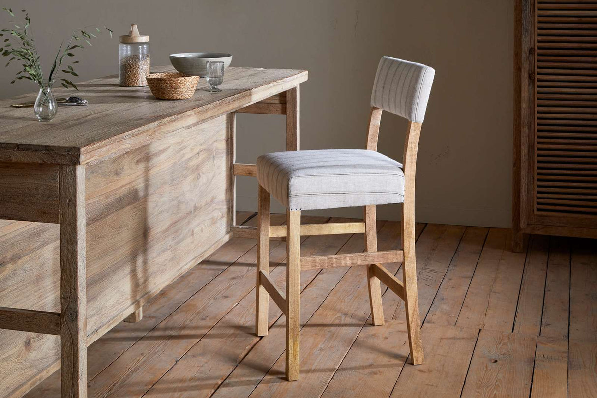 Nkuku Nidhi Linen Upholstered Counter Chair Natural