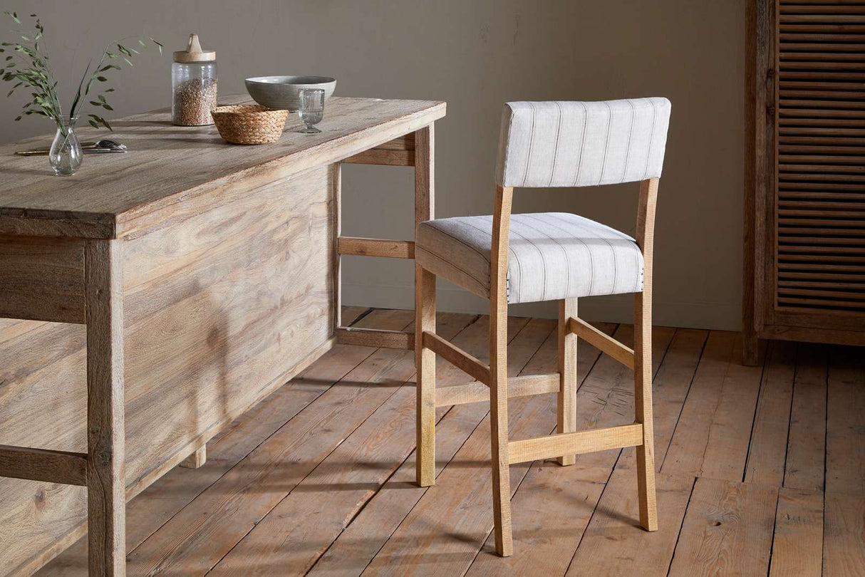 Nkuku Nidhi Linen Upholstered Counter Chair Natural