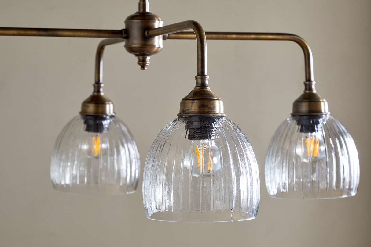Nkuku Kakira Chandelier Pendant Clear & Antique Brass