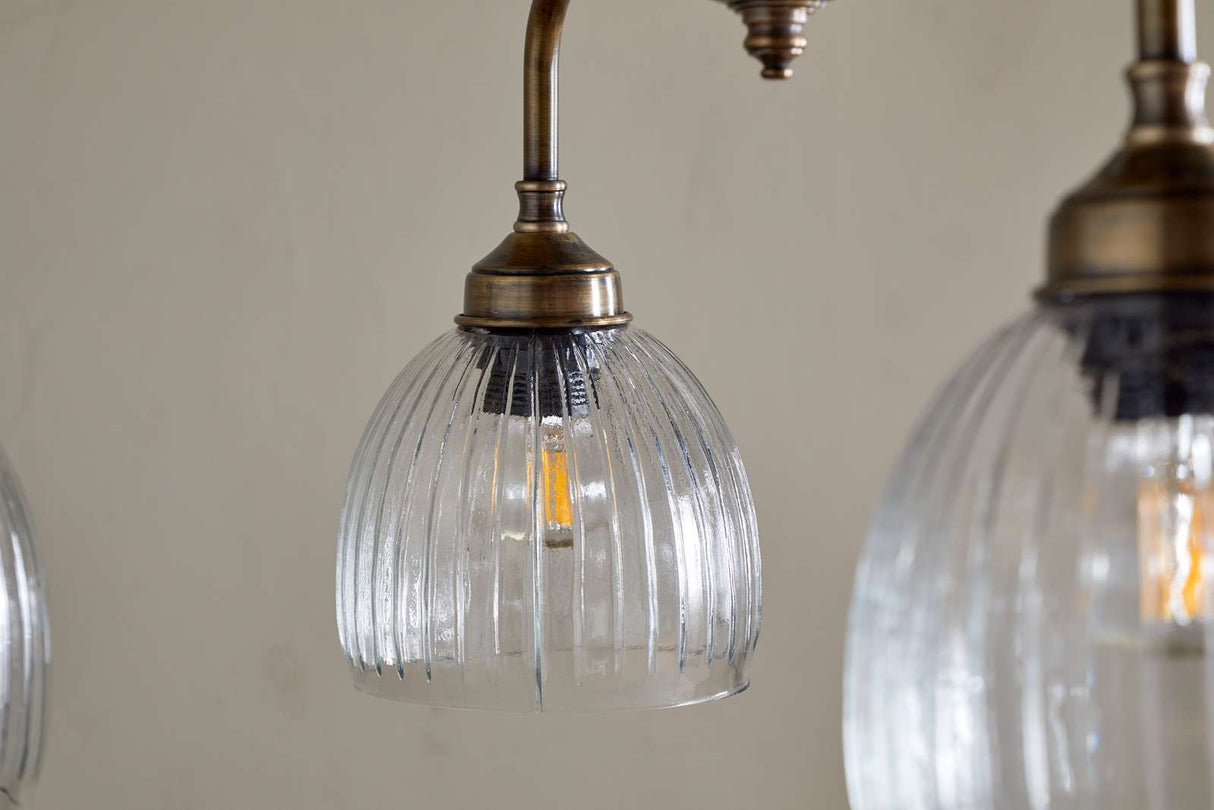 Nkuku Kakira Chandelier Pendant Clear & Antique Brass