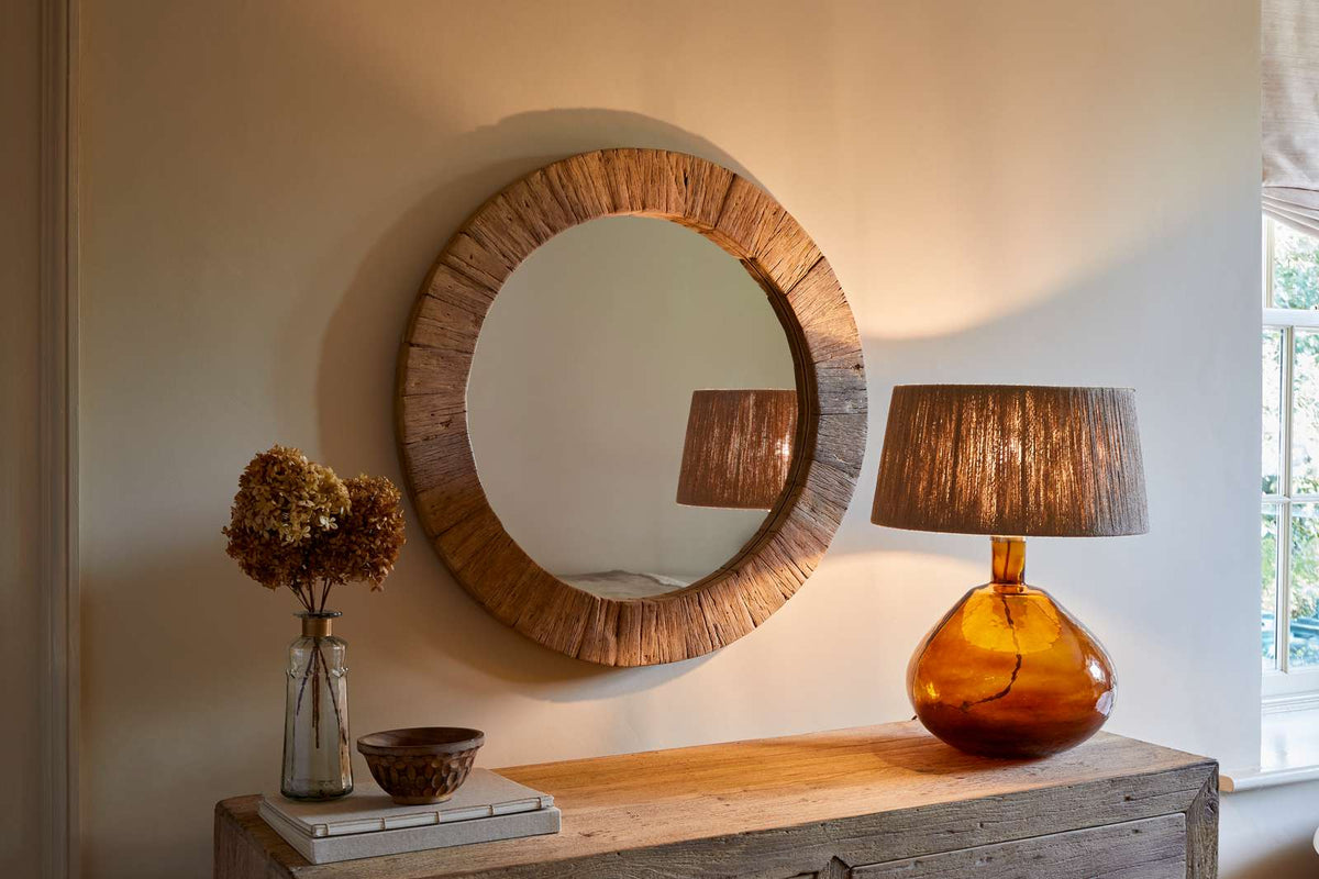 Nkuku Ibo Reclaimed Round Wall Mirror Small