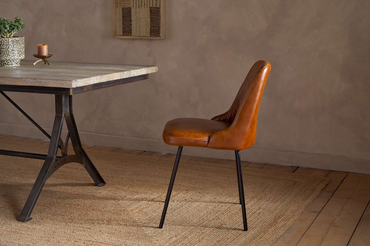 Nkuku Harsha Leather Dining Chair Aged Tan