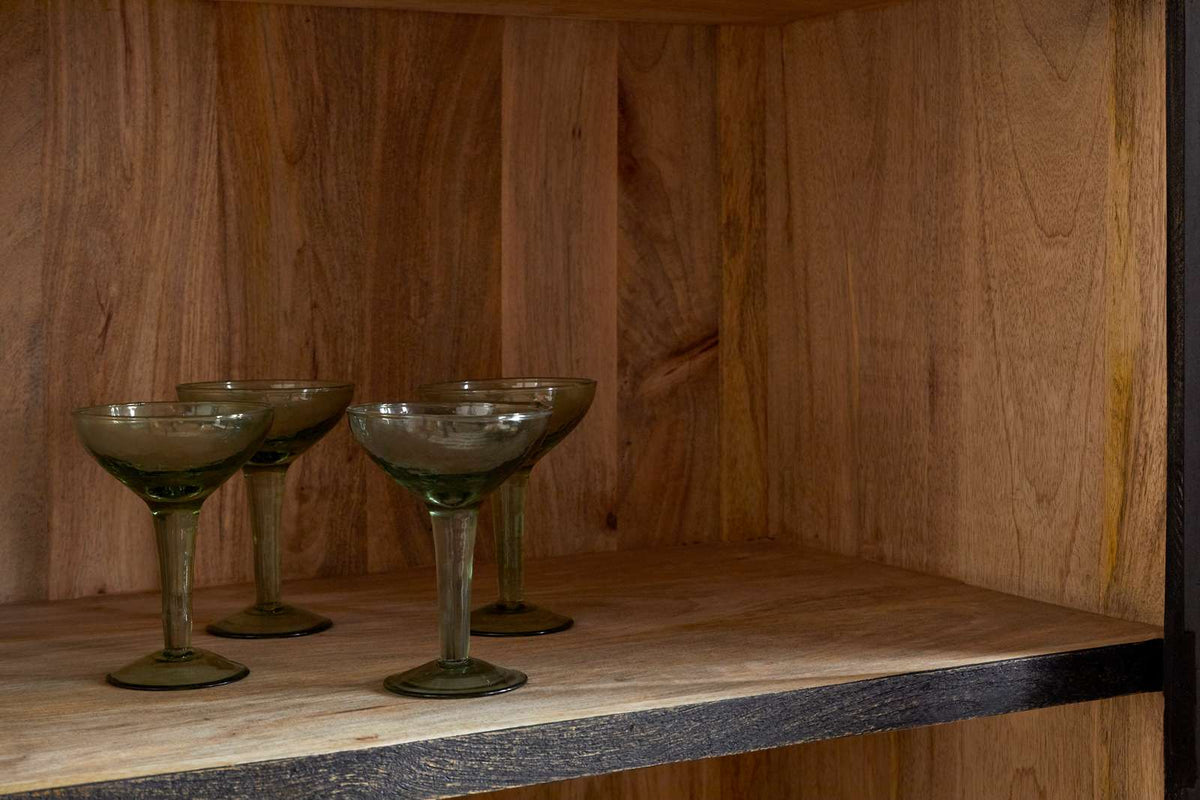 Nkuku Valin Mango Wood & Glass Cabinet Charcoal Wide