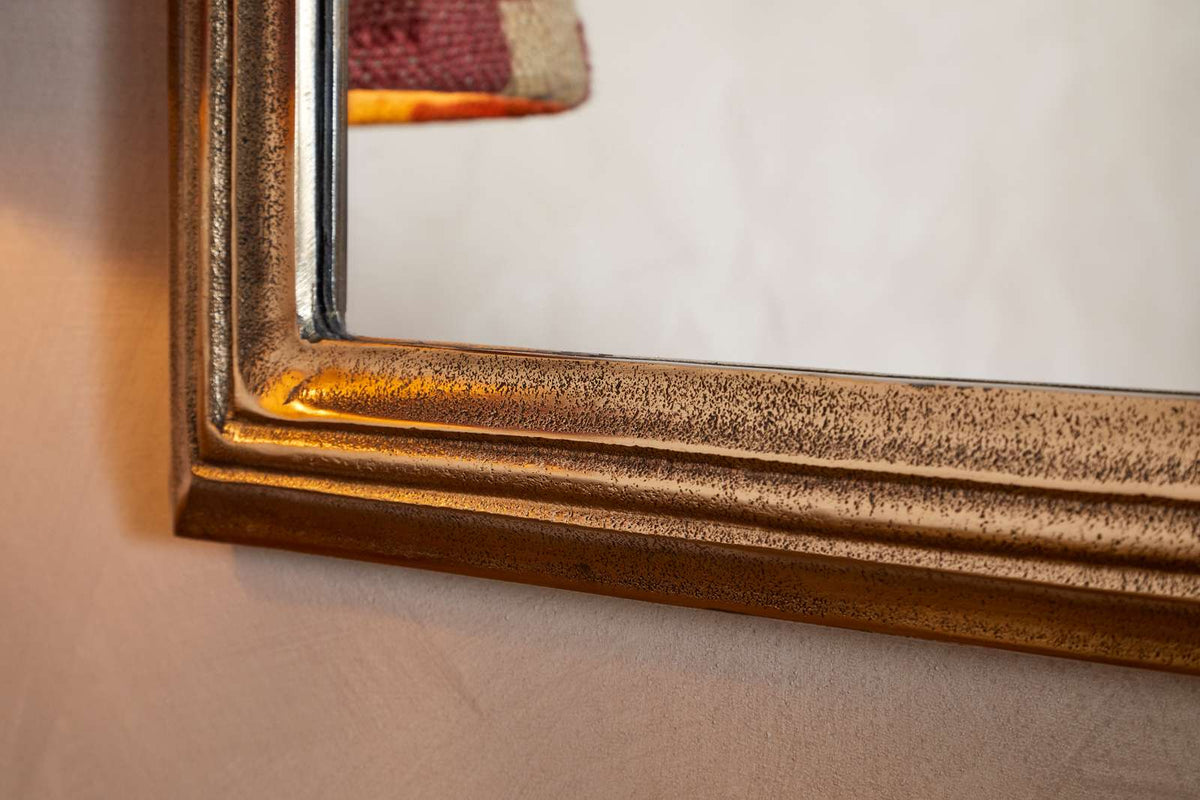 Nkuku Yamuna Rectangular Mirror Aged Antique Brass Small