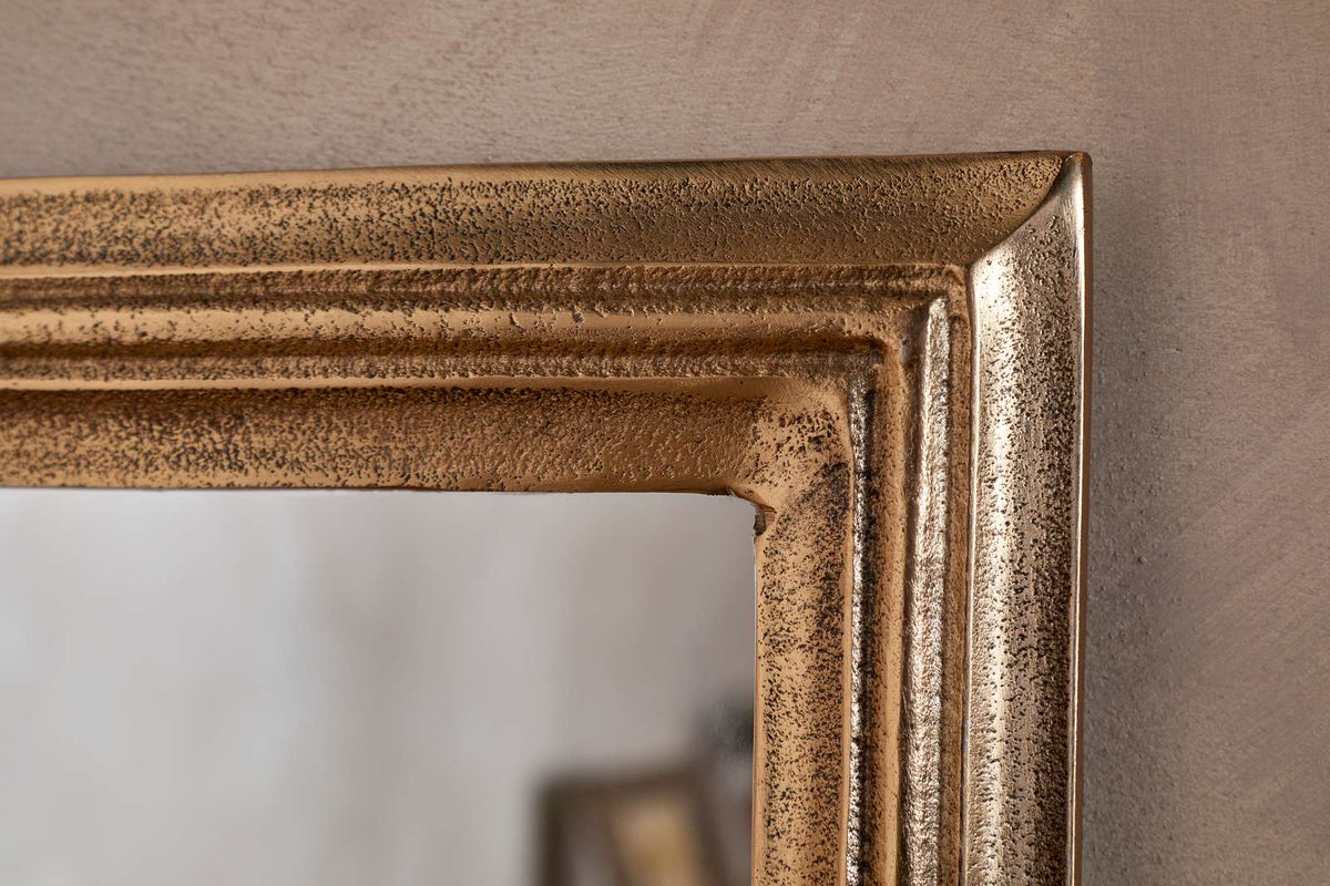 Nkuku Yamuna Rectangular Mirror Aged Antique Brass Small