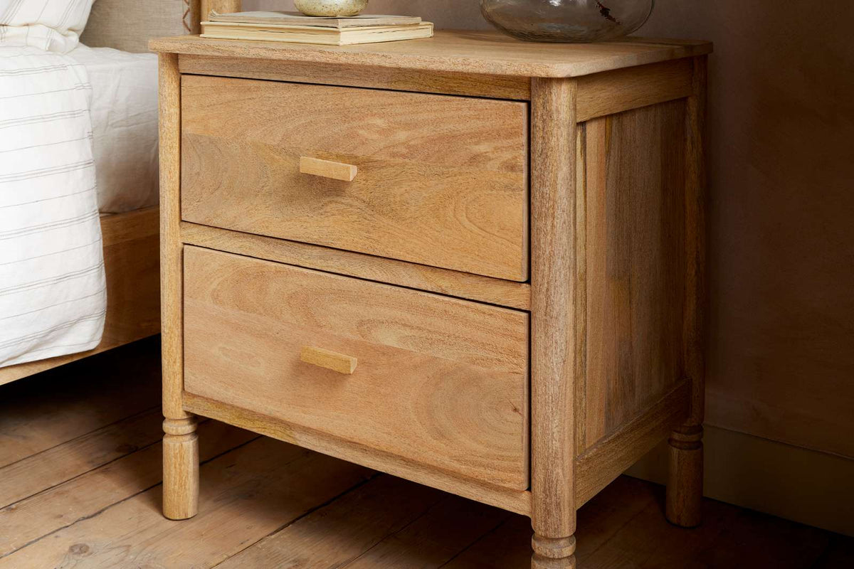 Nkuku Sri Mango Wood Bedside Table Natural