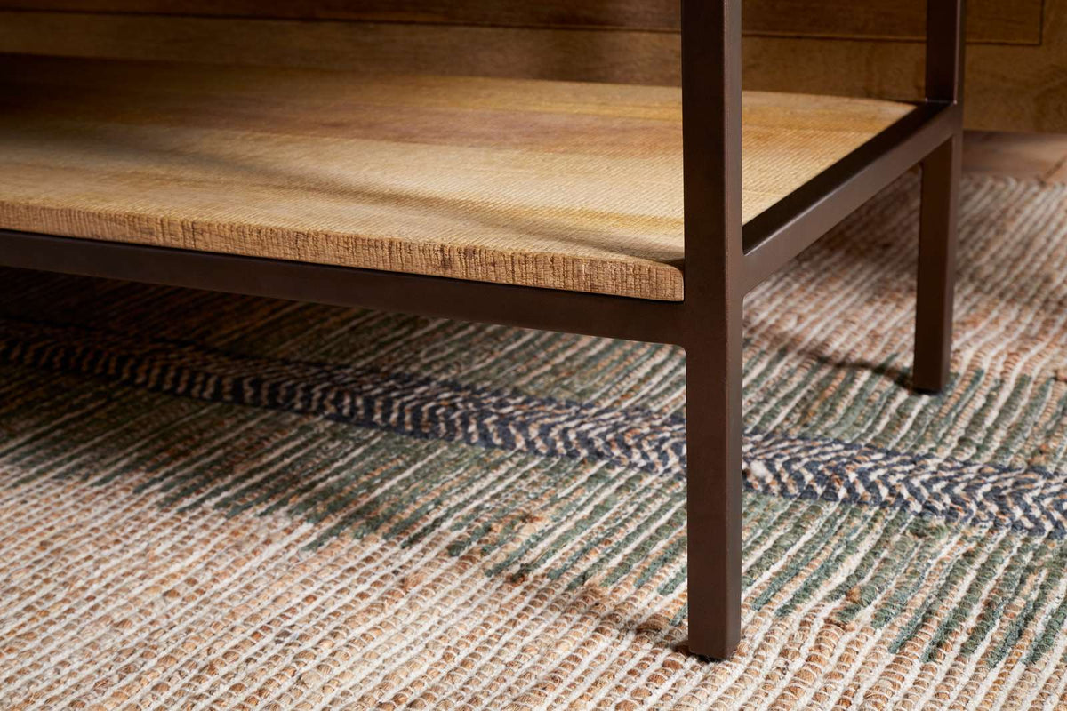 Nkuku Sanja Cotton Upholstered Bench Charcoal & Natural