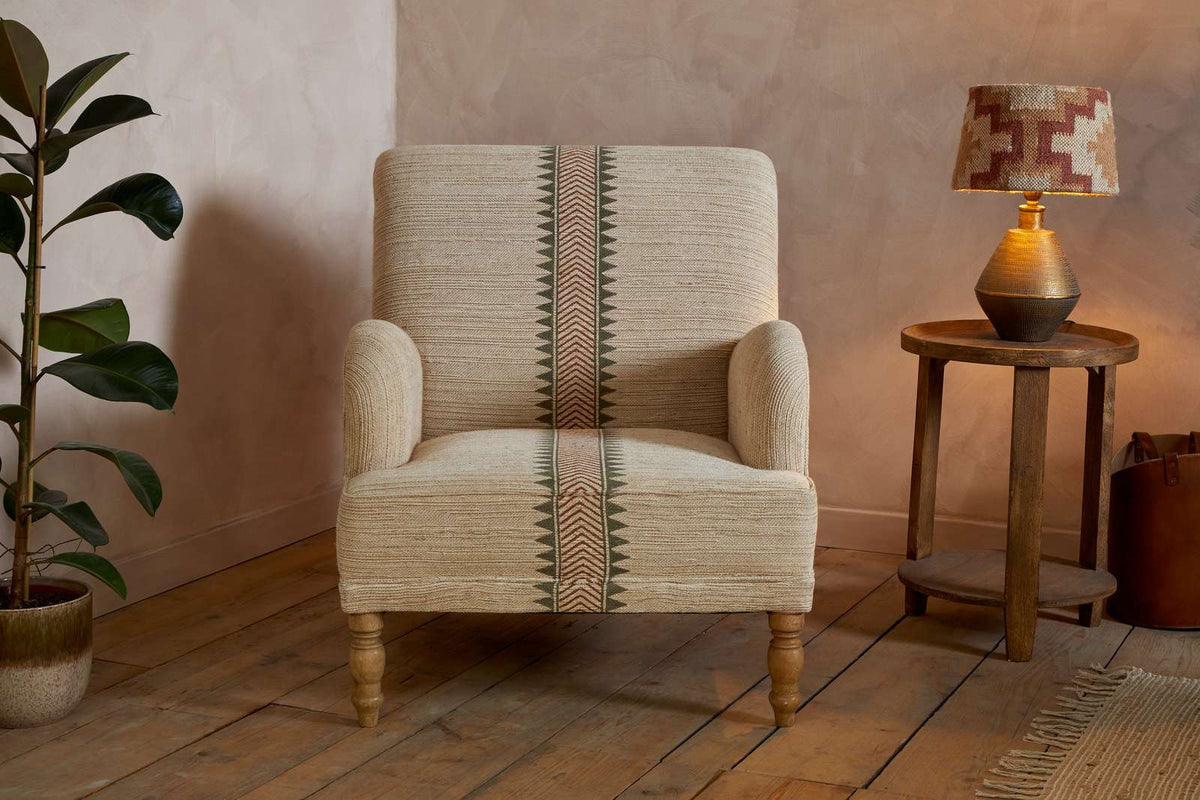 Nkuku Zairya Jute & Cotton Armchair Natural & Rust