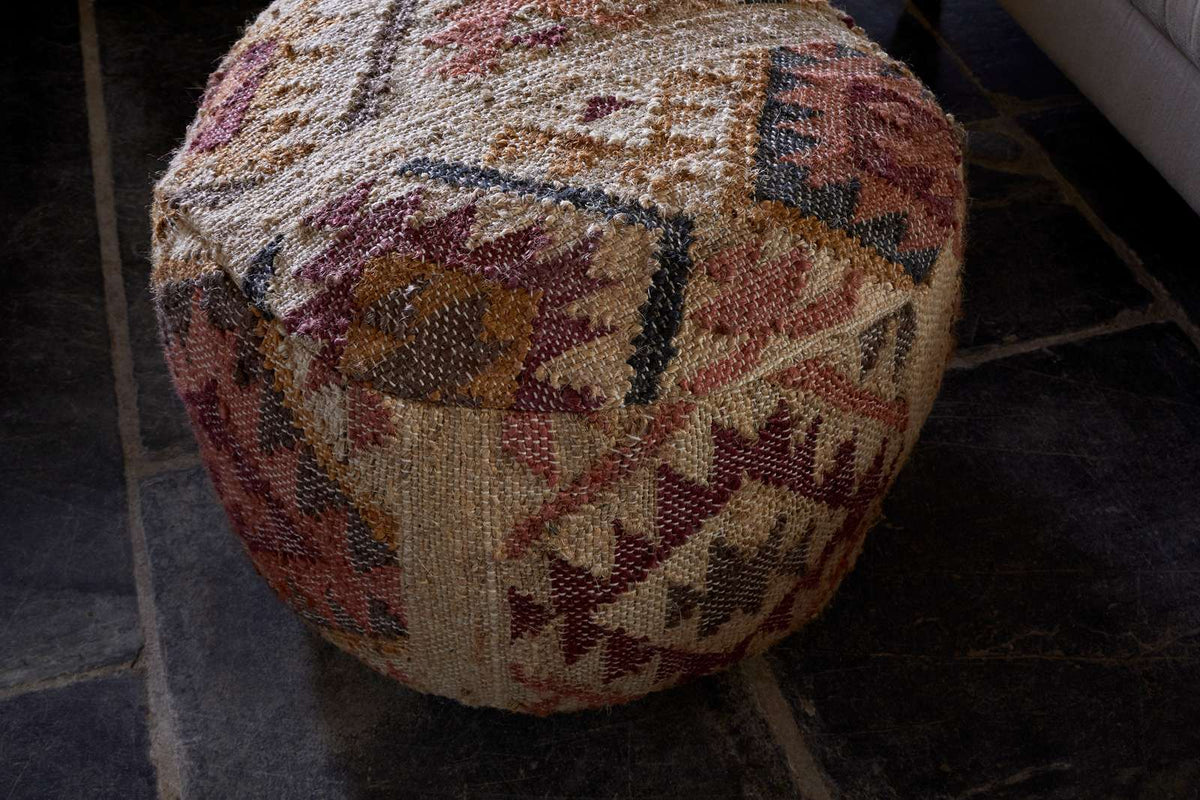 Nkuku Barir Kilm Upholstered Pouf Multi